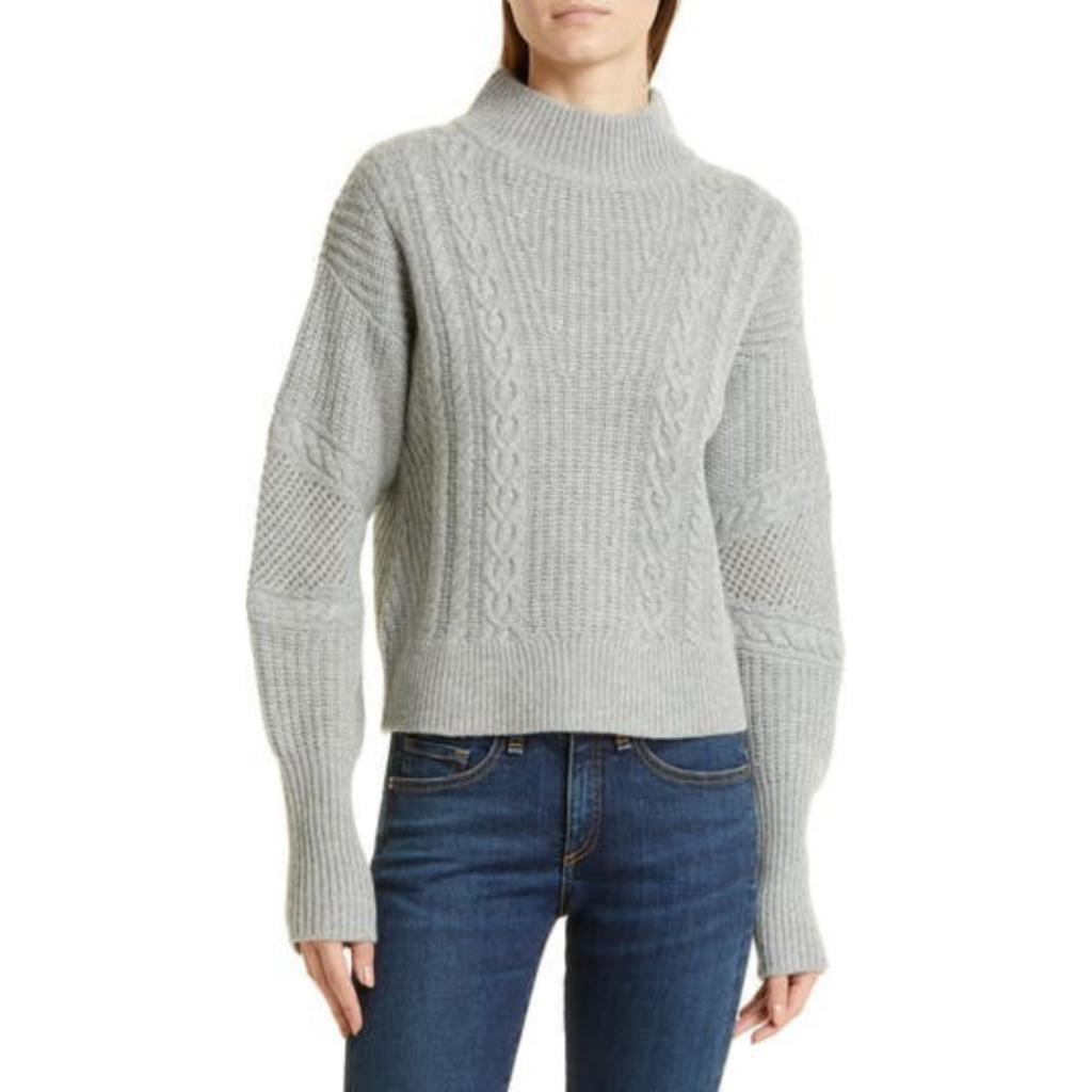 Veronica Beard Bertilda Cable Knit Merino Wool Blend Sweater