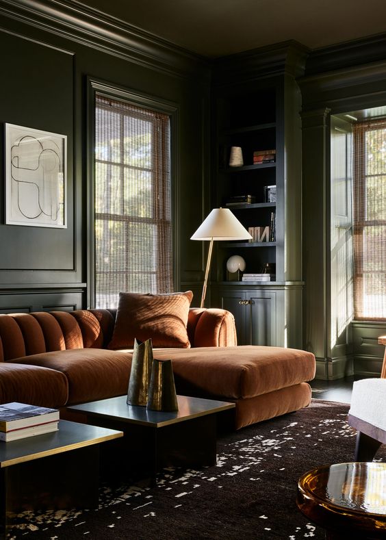 2023 Paint Colors - Dark and moody living room 